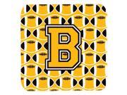 Set of 4 Letter B Football Black Old Gold and White Foam Coasters Set of 4 CJ1080 BFC