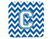 Set of 4 Letter C Chevron Blue and White Foam Coasters Set of 4 CJ1045 CFC