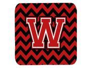 Set of 4 Letter W Chevron Black and Red Foam Coasters Set of 4 CJ1047 WFC