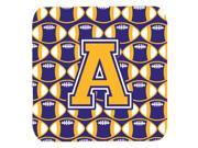 Set of 4 Letter A Football Purple and Gold Foam Coasters Set of 4 CJ1064 AFC