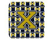 Set of 4 Letter X Football Blue and Gold Foam Coasters Set of 4 CJ1074 XFC