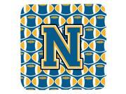 Set of 4 Letter N Football Blue and Gold Foam Coasters Set of 4 CJ1077 NFC