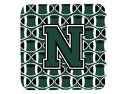 Set of 4 Letter N Football Green and White Foam Coasters Set of 4 CJ1071 NFC