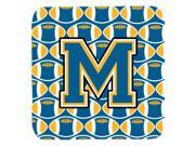Set of 4 Letter M Football Blue and Gold Foam Coasters Set of 4 CJ1077 MFC