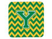 Set of 4 Letter Y Chevron Green and Gold Foam Coasters Set of 4 CJ1059 YFC