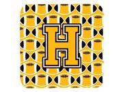 Set of 4 Letter H Football Black Old Gold and White Foam Coasters Set of 4 CJ1080 HFC