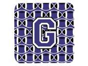 Set of 4 Letter G Football Purple and White Foam Coasters Set of 4 CJ1068 GFC
