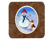 Set of 4 Snowman with Fox Terrier Foam Coasters 7156FC