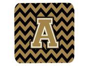 Set of 4 Letter A Chevron Black and Gold Foam Coasters Set of 4 CJ1050 AFC