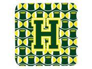 Set of 4 Letter H Football Green and Yellow Foam Coasters Set of 4 CJ1075 HFC