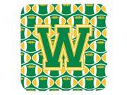 Set of 4 Letter W Football Green and Gold Foam Coasters Set of 4 CJ1069 WFC