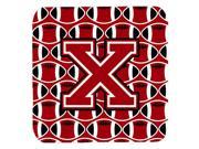 Set of 4 Letter X Football Red Black and White Foam Coasters Set of 4 CJ1073 XFC