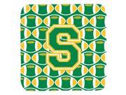 Set of 4 Letter S Football Green and Gold Foam Coasters Set of 4 CJ1069 SFC