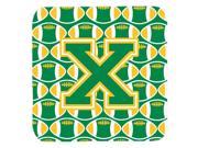 Set of 4 Letter X Football Green and Gold Foam Coasters Set of 4 CJ1069 XFC