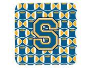 Set of 4 Letter S Football Blue and Gold Foam Coasters Set of 4 CJ1077 SFC