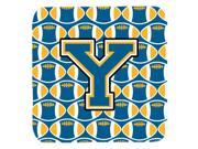 Set of 4 Letter Y Football Blue and Gold Foam Coasters Set of 4 CJ1077 YFC