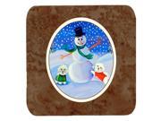 Set of 4 Snowman Bichon Frise Foam Coasters 7145FC