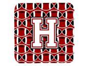 Set of 4 Letter H Football Cardinal and White Foam Coasters Set of 4 CJ1082 HFC
