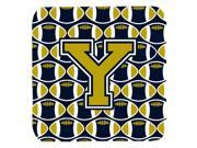 Set of 4 Letter Y Football Blue and Gold Foam Coasters Set of 4 CJ1074 YFC