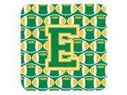 Set of 4 Letter E Football Green and Gold Foam Coasters Set of 4 CJ1069 EFC