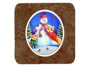 Set of 4 Snowman with Corgi Foam Coasters 7048FC
