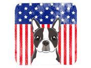 Set of 4 American Flag and Boston Terrier Foam Coasters BB2133FC