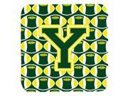 Set of 4 Letter Y Football Green and Yellow Foam Coasters Set of 4 CJ1075 YFC