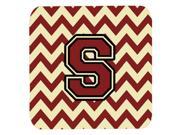 Set of 4 Letter S Chevron Maroon and Gold Foam Coasters Set of 4 CJ1061 SFC