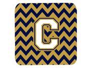 Set of 4 Letter C Chevron Navy Blue and Gold Foam Coasters Set of 4 CJ1057 CFC