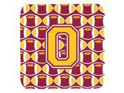 Set of 4 Letter O Football Maroon and Gold Foam Coasters Set of 4 CJ1081 OFC