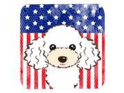 Set of 4 American Flag and White Poodle Foam Coasters BB2187FC