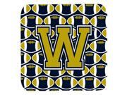 Set of 4 Letter W Football Blue and Gold Foam Coasters Set of 4 CJ1074 WFC