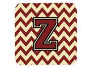 Set of 4 Letter Z Chevron Maroon and Gold Foam Coasters Set of 4 CJ1061 ZFC