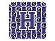 Set of 4 Letter H Football Purple and White Foam Coasters Set of 4 CJ1068 HFC