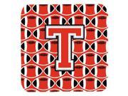Set of 4 Letter T Football Scarlet and Grey Foam Coasters Set of 4 CJ1067 TFC