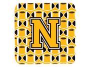 Set of 4 Letter N Football Black Old Gold and White Foam Coasters Set of 4 CJ1080 NFC