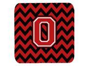 Set of 4 Letter O Chevron Black and Red Foam Coasters Set of 4 CJ1047 OFC