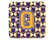 Set of 4 Letter Q Football Purple and Gold Foam Coasters Set of 4 CJ1064 QFC