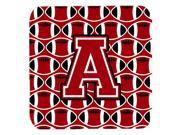 Set of 4 Letter A Football Red Black and White Foam Coasters Set of 4 CJ1073 AFC