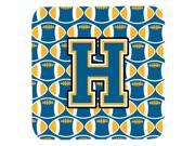 Set of 4 Letter H Football Blue and Gold Foam Coasters Set of 4 CJ1077 HFC