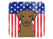 Set of 4 American Flag and Chocolate Labrador Foam Coasters BB2164FC