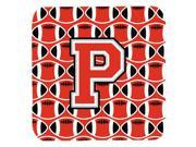 Set of 4 Letter P Football Scarlet and Grey Foam Coasters Set of 4 CJ1067 PFC