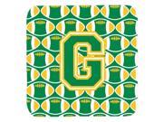 Set of 4 Letter G Football Green and Gold Foam Coasters Set of 4 CJ1069 GFC
