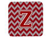 Set of 4 Letter Z Chevron Maroon and White Foam Coasters Set of 4 CJ1049 ZFC