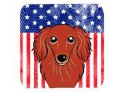 Set of 4 American Flag and Longhair Red Dachshund Foam Coasters BB2144FC