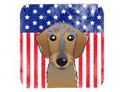 Set of 4 American Flag and Wirehaired Dachshund Foam Coasters BB2163FC