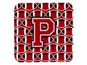 Set of 4 Letter P Football Red Black and White Foam Coasters Set of 4 CJ1073 PFC