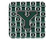 Set of 4 Letter Y Football Green and White Foam Coasters Set of 4 CJ1071 YFC