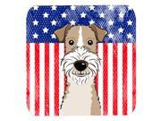 Set of 4 American Flag and Wire Haired Fox Terrier Foam Coasters BB2177FC