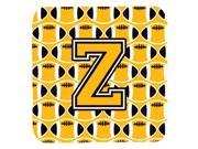 Set of 4 Letter Z Football Black Old Gold and White Foam Coasters Set of 4 CJ1080 ZFC